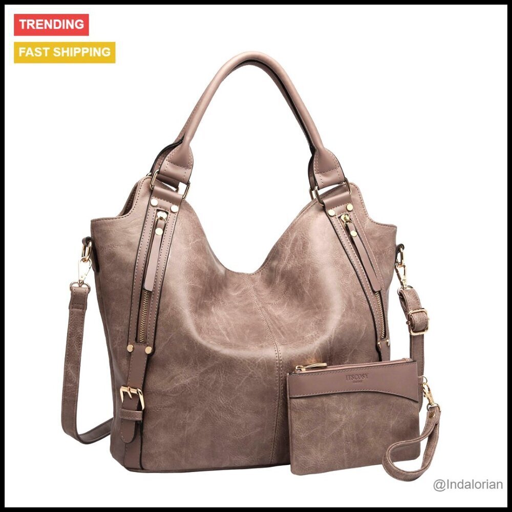PU Leather Hobo Tote Bag Adjustable Strap Elegant Classic Large Capacity Handbag